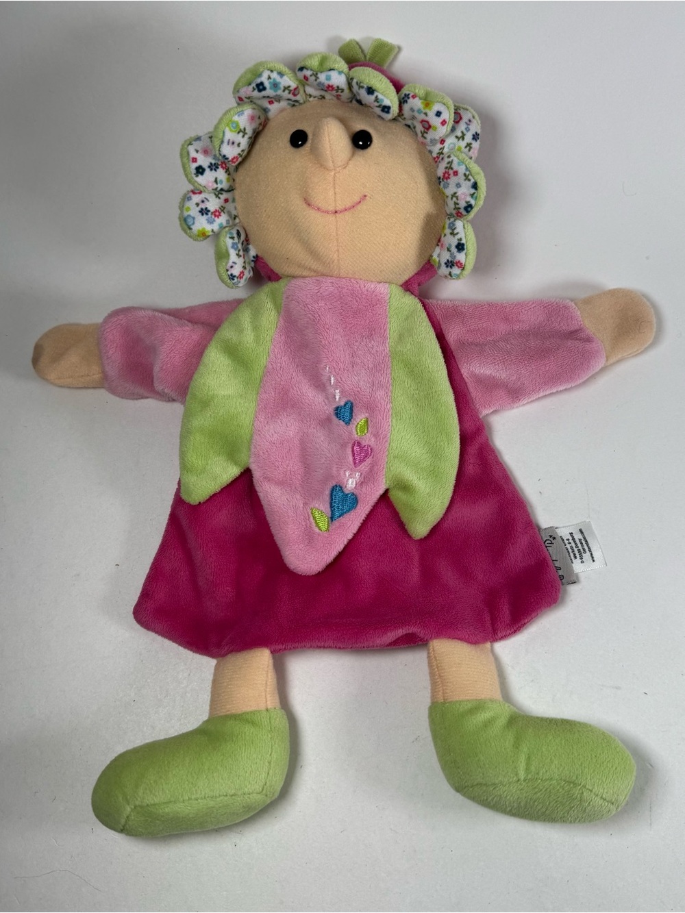 Sterntaler Plush Hand Puppet Elf Green Pink German Made 12" Stuffed Toy